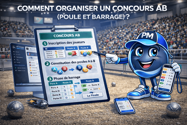 organiser un concours de pétanque en formule AB (poule et barrage)